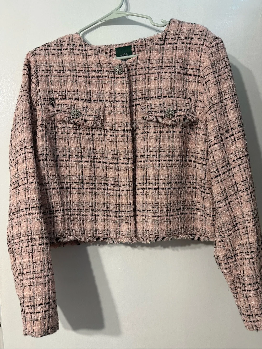 Women's Pink Tweed Crop Jacket - Picture 1 of 4